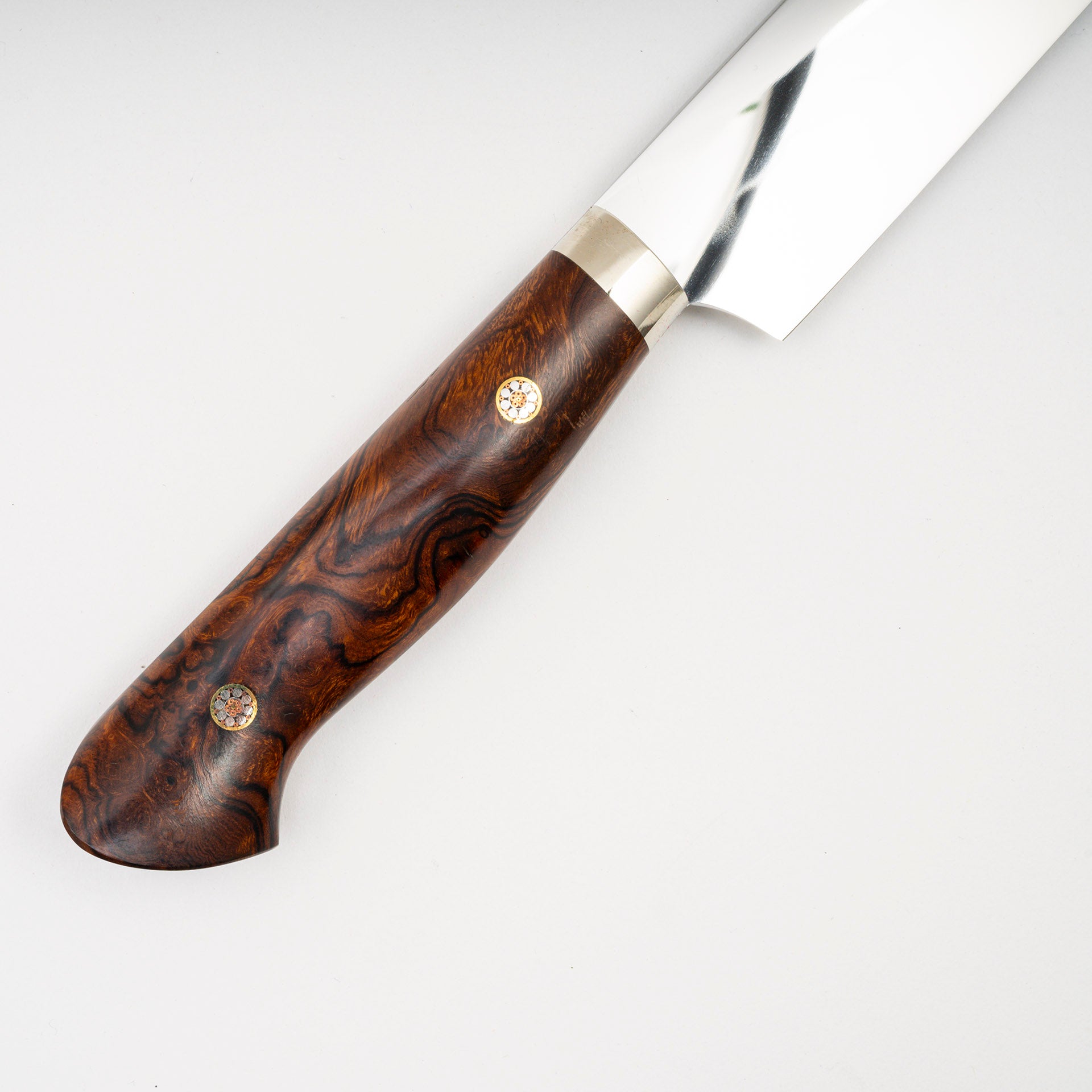 7CR08589.jpg Yoshikazu Ikeda White 3 Honyaki Sakimaru Sujihiki 270mm Mt. Fuji Hamon Ironwood Handle SP2, view 2