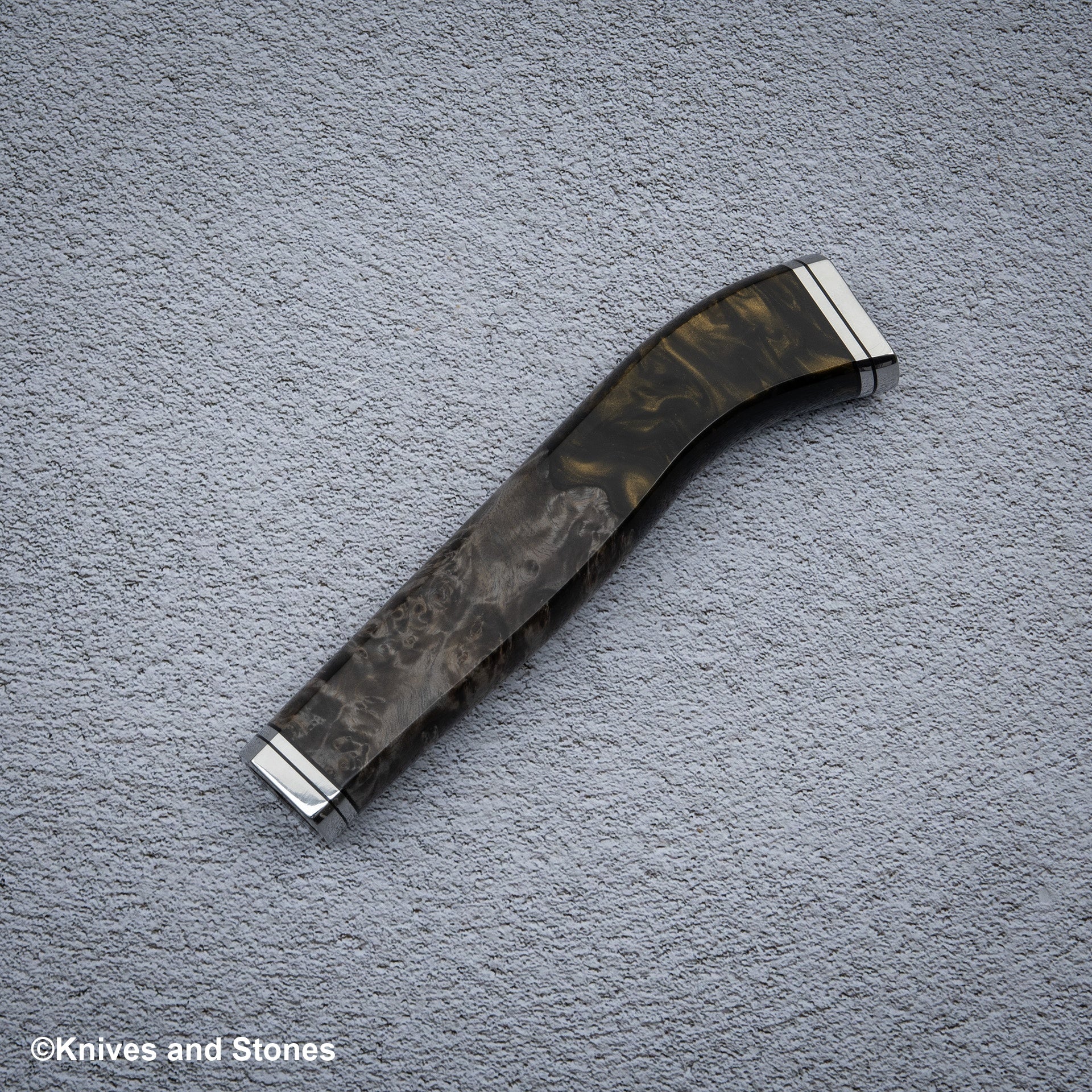 9APR-20250409-153_9c38ce90-9d45-444a-9f5d-c8f7a6d52ef3.jpg Stabilized Burl Golden Resin Nenox Style WA Handle for Santoku / Bunka / Nakiri, view 2