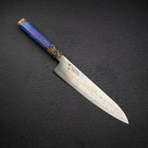 Hatsukokoro Kujaku V-Toku-2 Gyuto 210mm Rainbow Damascus Finish Purple