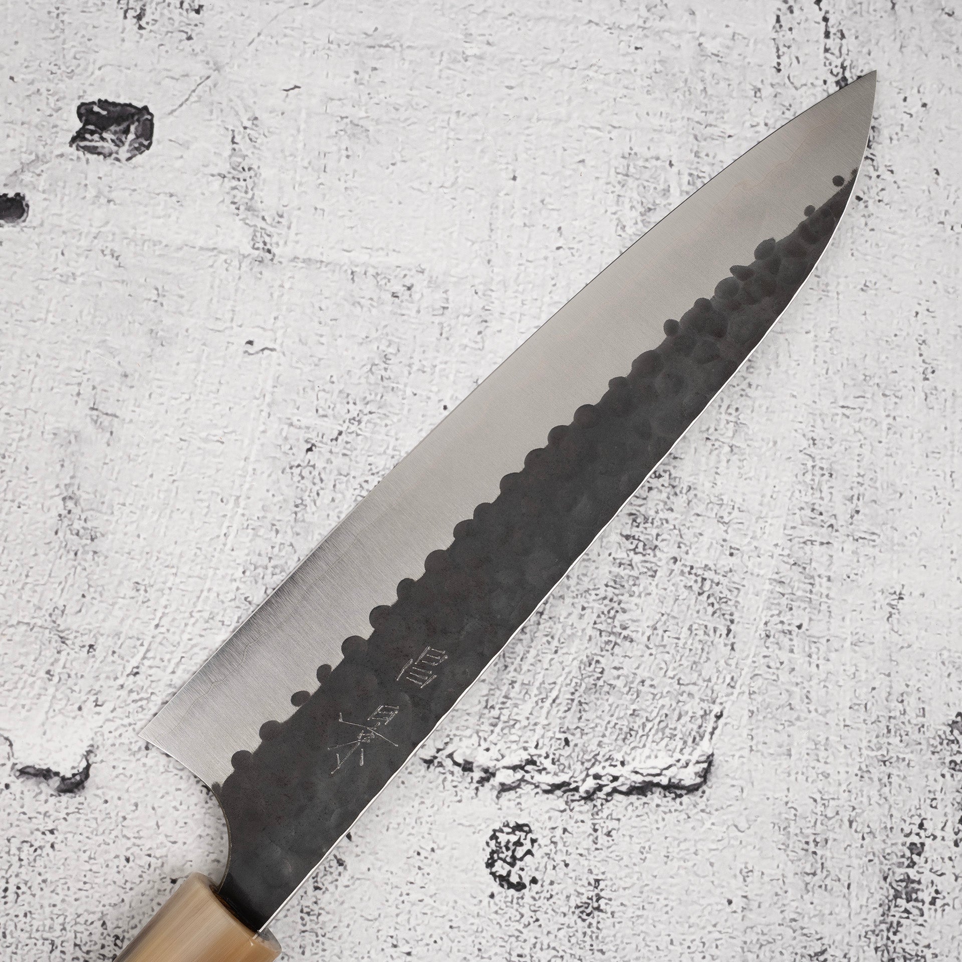 DSC_3886.jpg Masakage Koishi AS Gyuto 210mm Aogami Super Kurouchi Tsuchime K&S Hearted-shaped Ironwood Handle, view 2