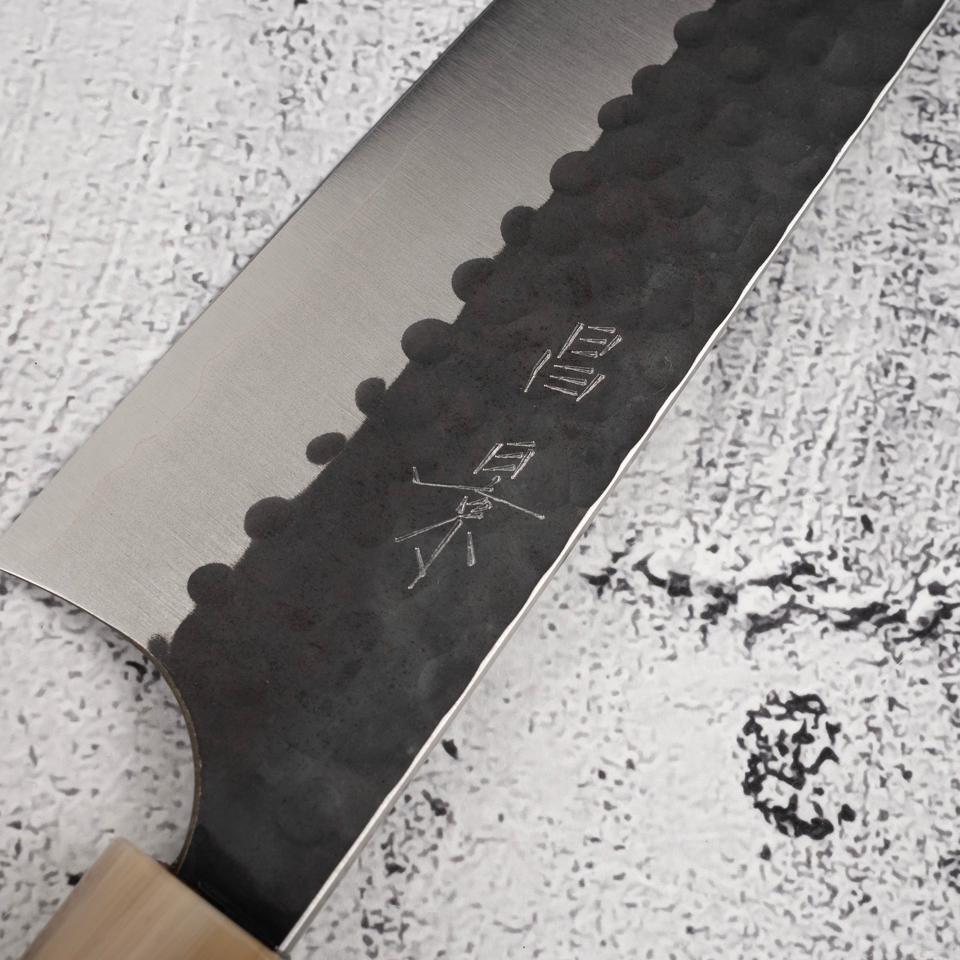 DSC_3887.jpg Masakage Koishi AS Gyuto 210mm Aogami Super Kurouchi Tsuchime K&S Hearted-shaped Ironwood Handle, view 3