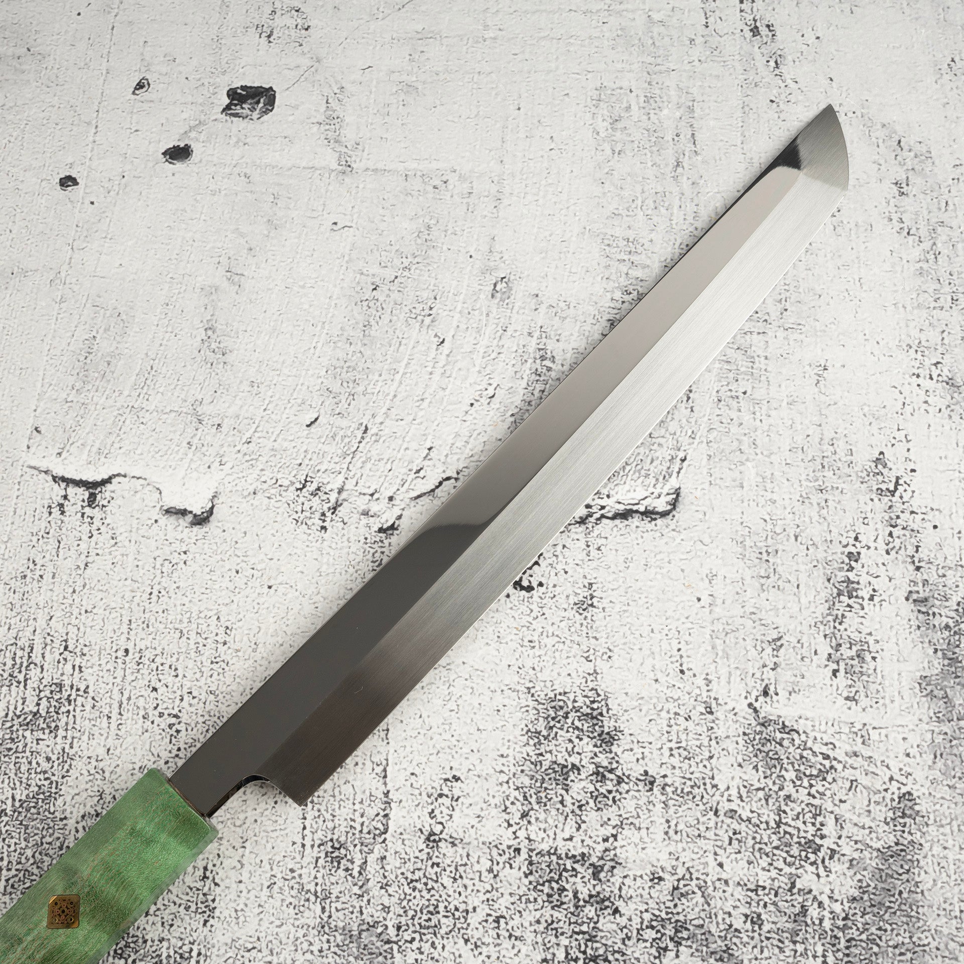 DSC_7513.jpg Exotic: Genkai Masakuni (玄海正國) White 2 Mizu-Honyaki Sakimaru Takohiki 270mm Old Stock, view 4