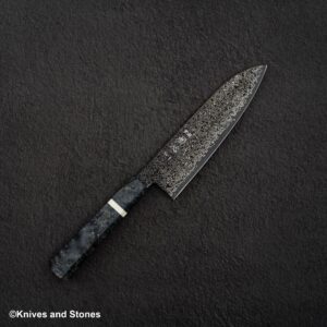 Hatsukokoro Saihyo SG2 Kurozome Black Damascus Santoku 180mm Birch