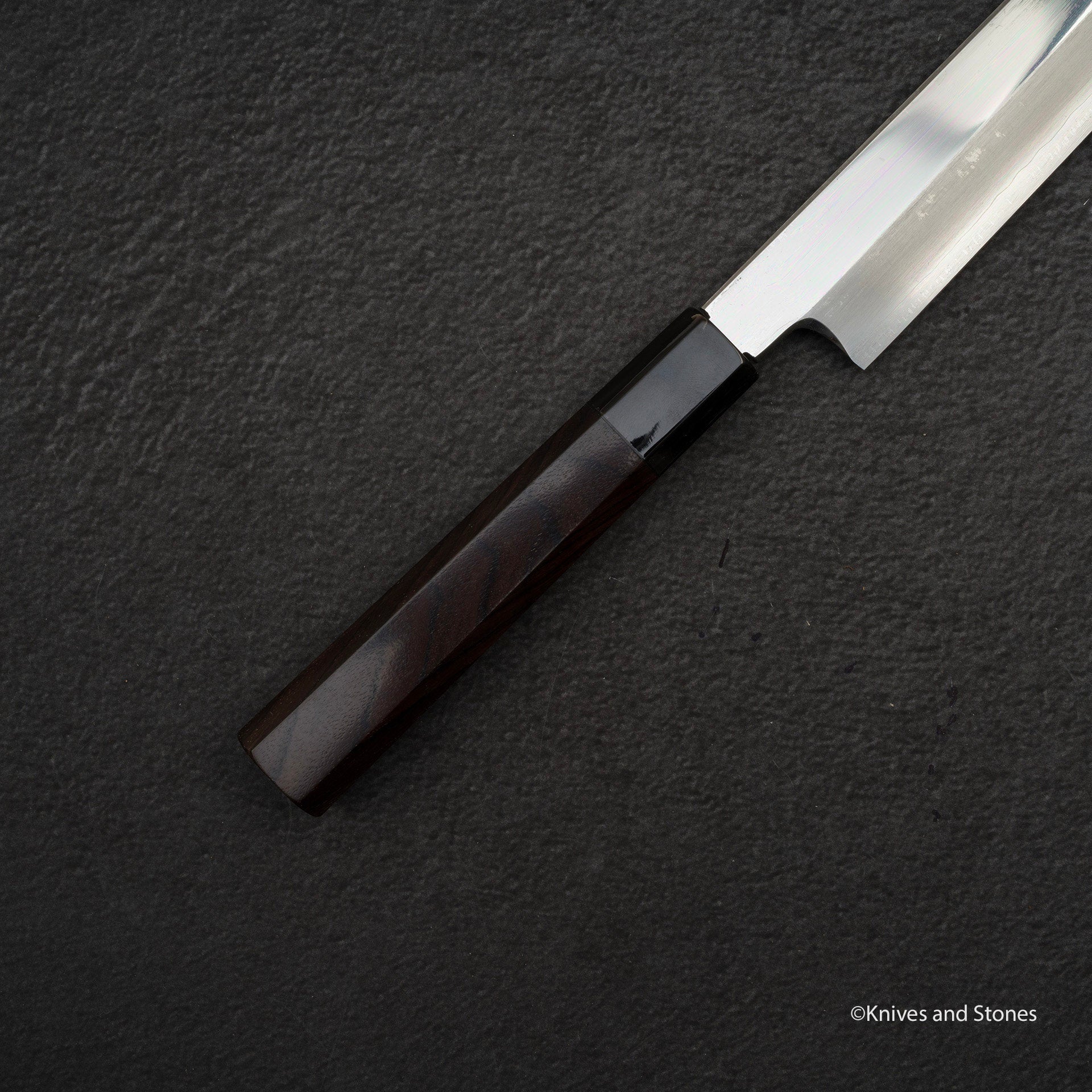 NakagawaVG10K-tipYanagiba300mmMirrorPolishE.jpg Satoshi Nakagawa VG10 Kiritsuke (K-tip) Yanagiba 300mm Mirror Polish, view 2