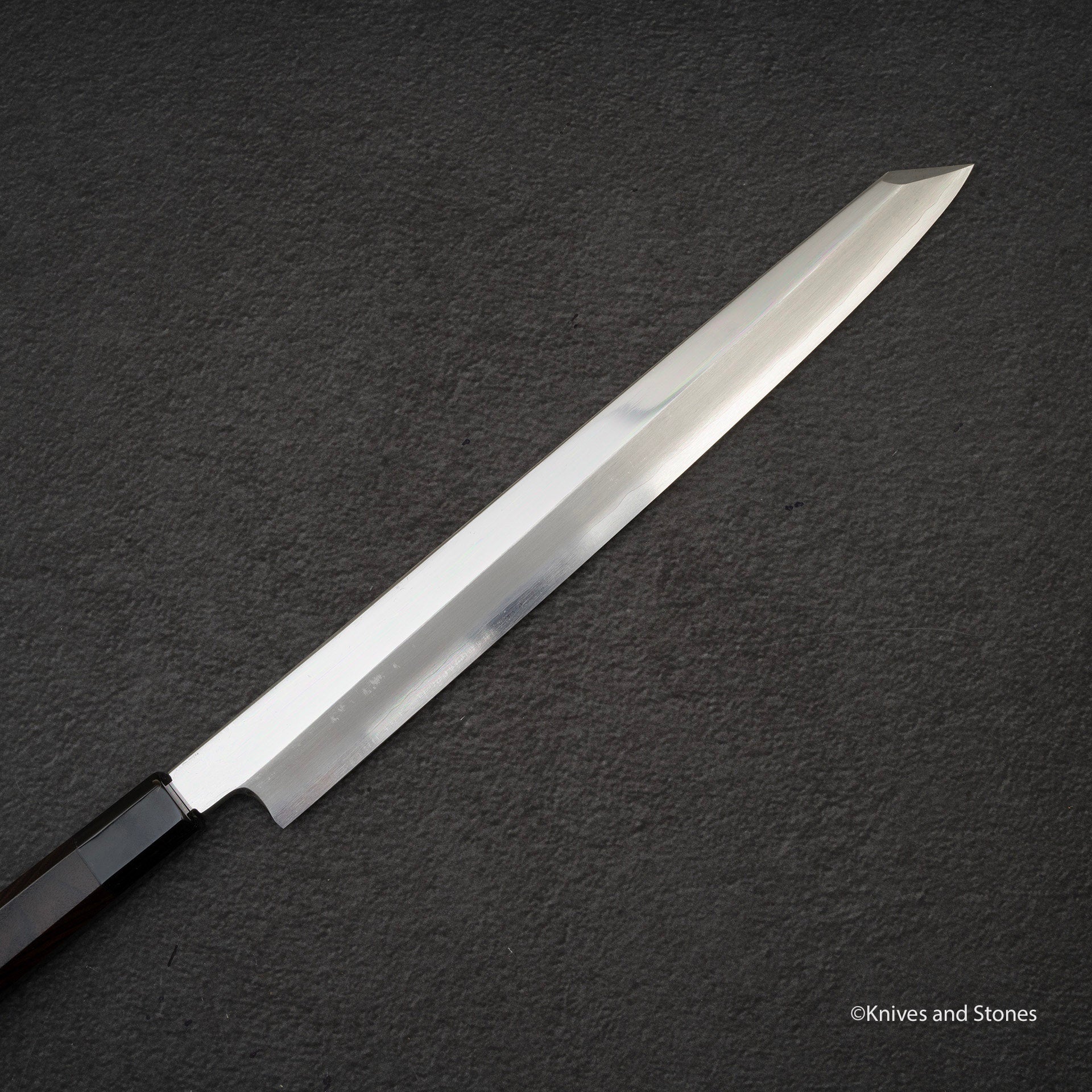 NakagawaVG10K-tipYanagiba300mmMirrorPolishF.jpg Satoshi Nakagawa VG10 Kiritsuke (K-tip) Yanagiba 300mm Mirror Polish, view 3