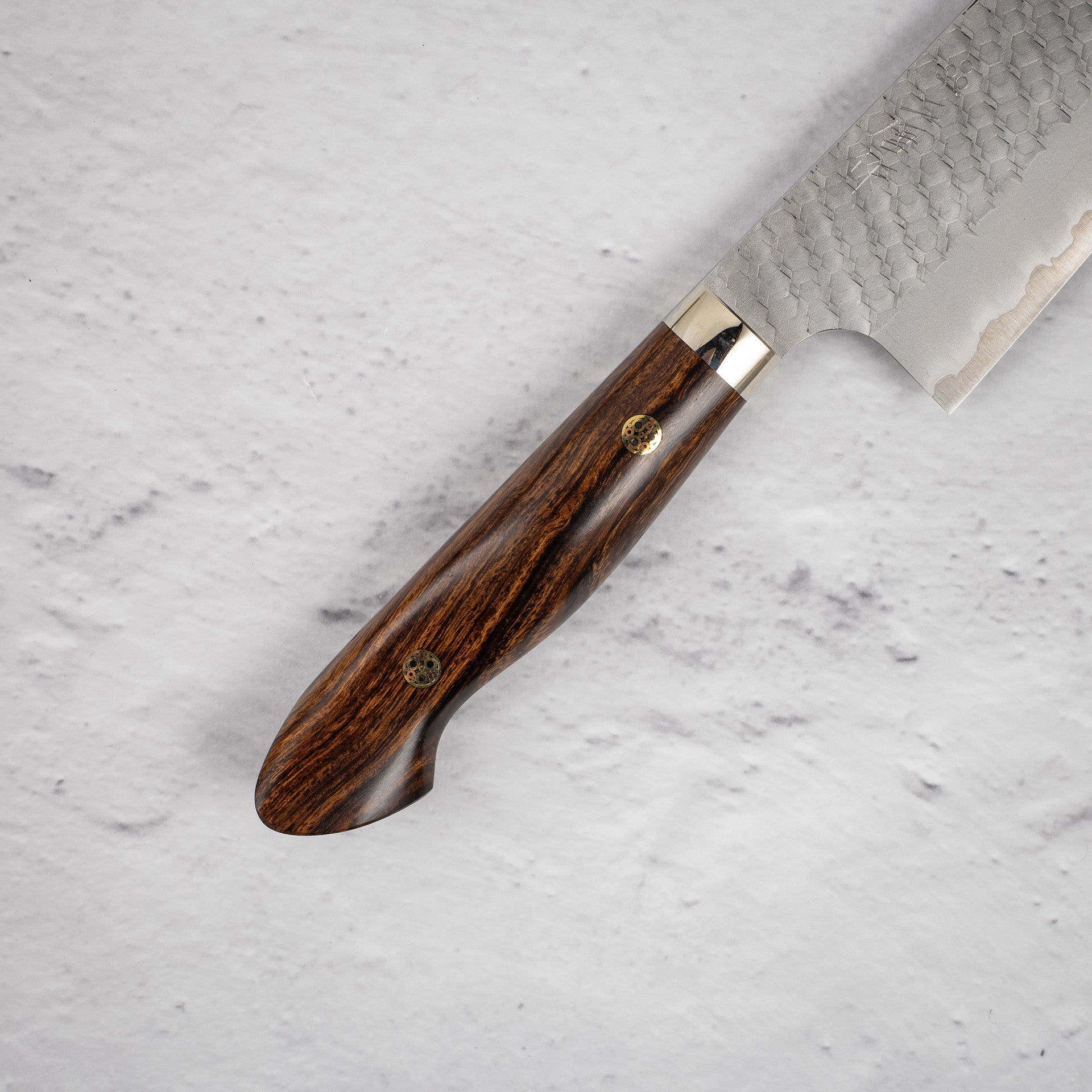NigaraSG2TsuchimeBunka180mmWesternIronwood-20250509-03.jpg Nigara SG2 Tsuchime Matt Migaki Bunka 180mm Western Ironwood, view 2
