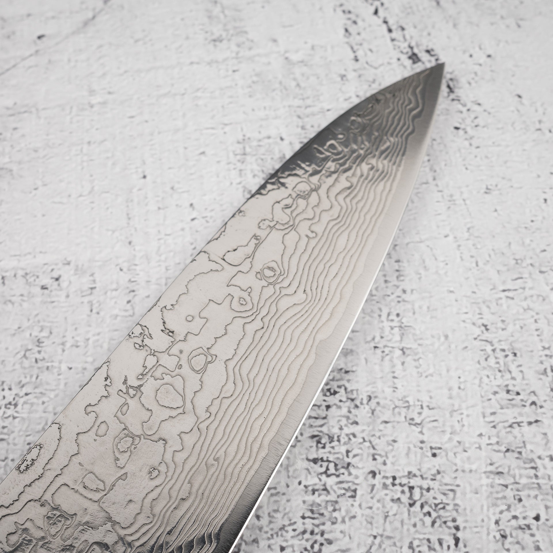 SajiDiamondDamascusSG2Gyuto240mmWesternIronwoodmissingsaya-20250801-10.jpg Takeshi Saji Diamond Damascus SG2 Gyuto 240mm Ironwood Handle, view 3