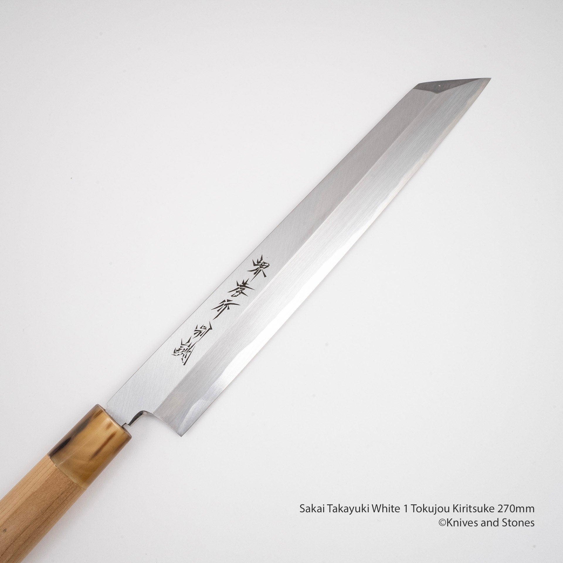 SakaiTakayukiWhite1TokujouKiritsuke270mmI.jpg Sakai Takayuki Tokujou Kiritsuke 270mm White 2 Carbon Steel, view 3