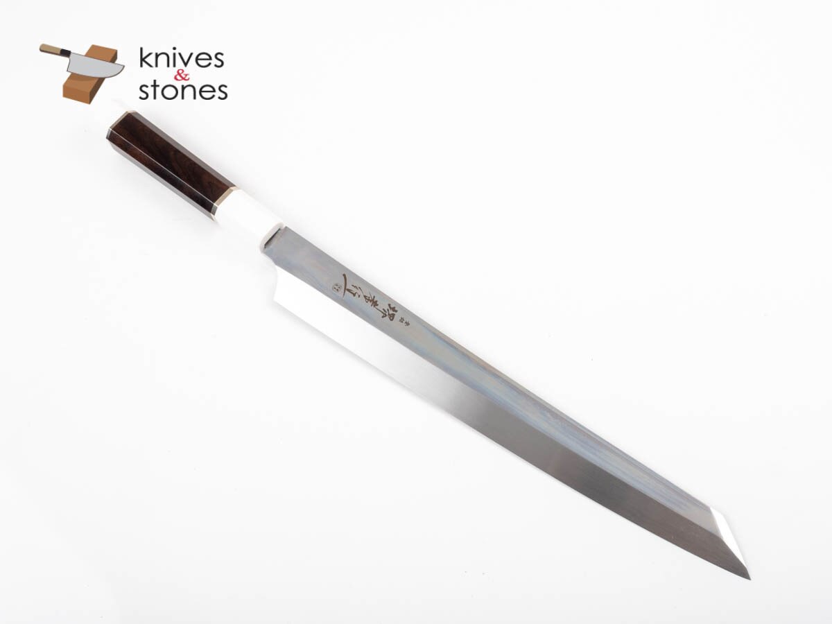 Sakai_Takayuki_GinRyu_Swedish_Steel_Honyaki_300mm_Kiritsuke_Yanagibad__69473.1571810129.1280.1280.jpg Sakai Takayuki GinRyu (銀龍) - Swedish Steel Honyaki Kiritsuke Yanagiba with Corian Handle, view 2