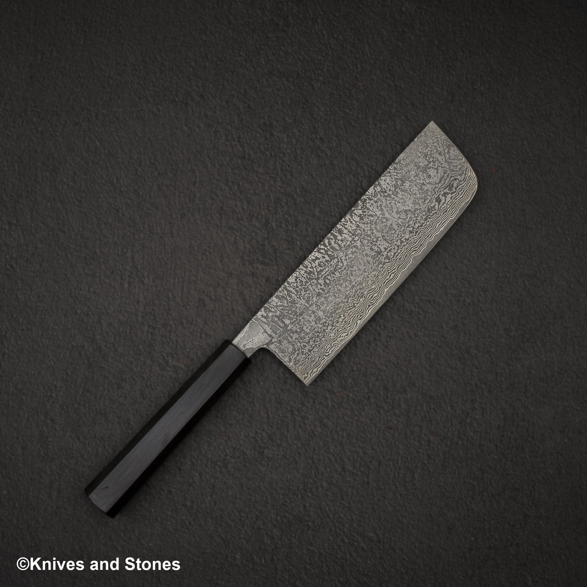 Shiro Kamo Kurokumo SG2 Black Damascus Nakiri 180mm Ebony