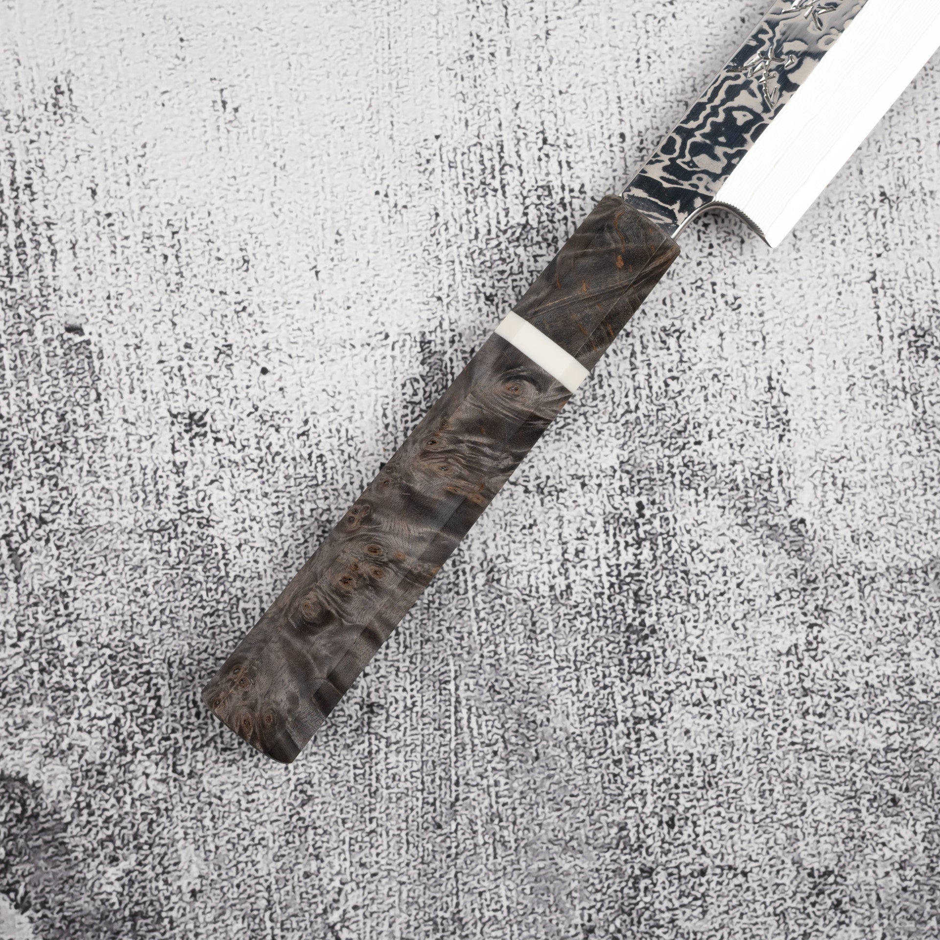 SukenariSG2DamascusK-tipYanagiba300mm-20250724-06.jpg Sukenari SRS-13 Damascus K-tip Yanagiba 300mm Mirror Polish with Saya, view 3