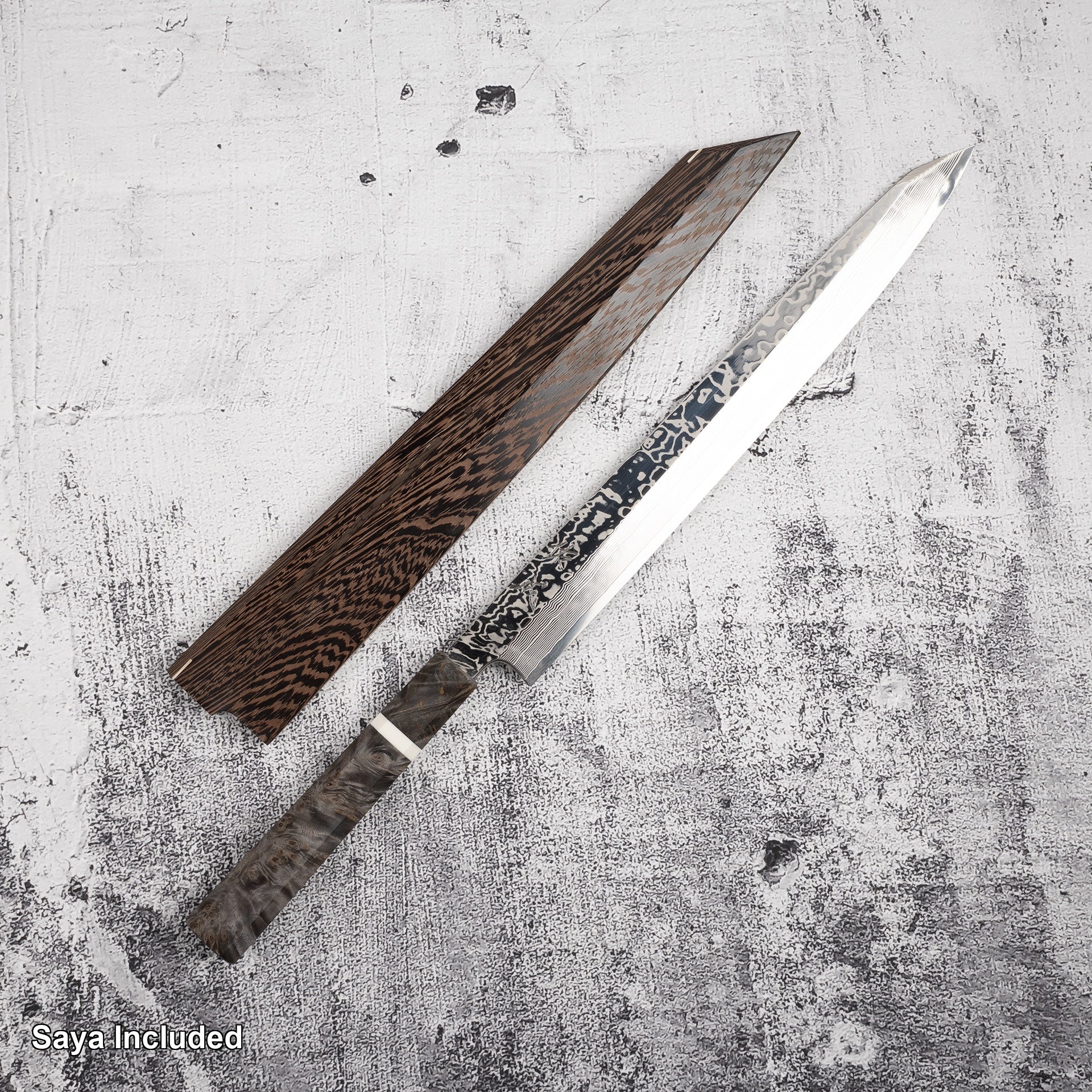 Sukenari SRS-13 Damascus K-tip Yanagiba 300mm Mirror Polish with Saya