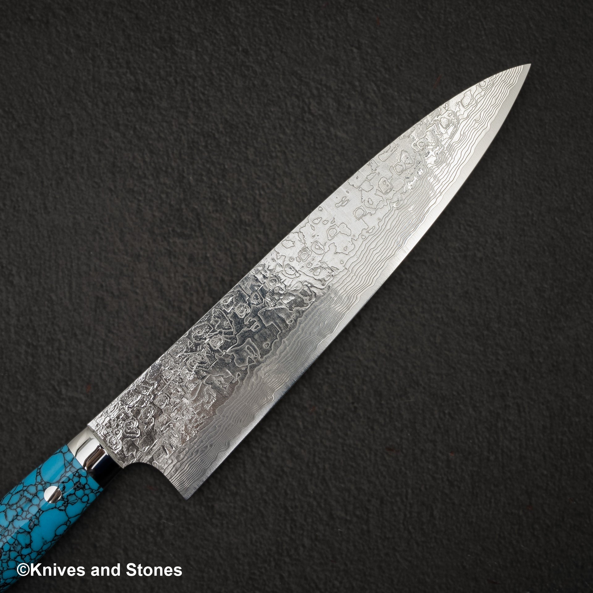 Takeshi Saji SG2 Diamond Damascus Gyuto 240mm Nomura Style Turquoise Handle 20240907 03