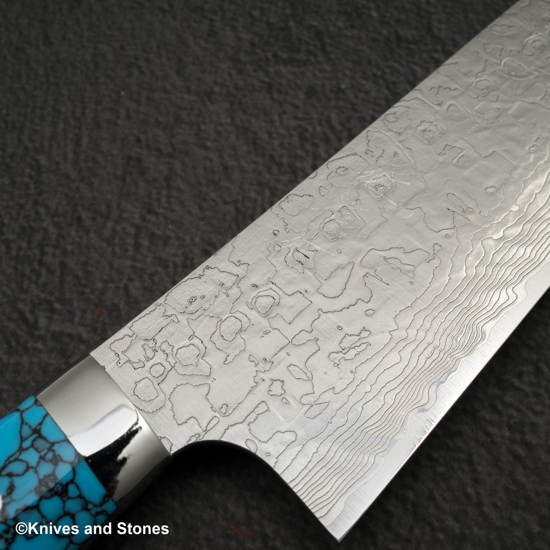 Takeshi Saji SG2 Diamond Damascus Gyuto 240mm Nomura Style Turquoise Handle 20240907 05