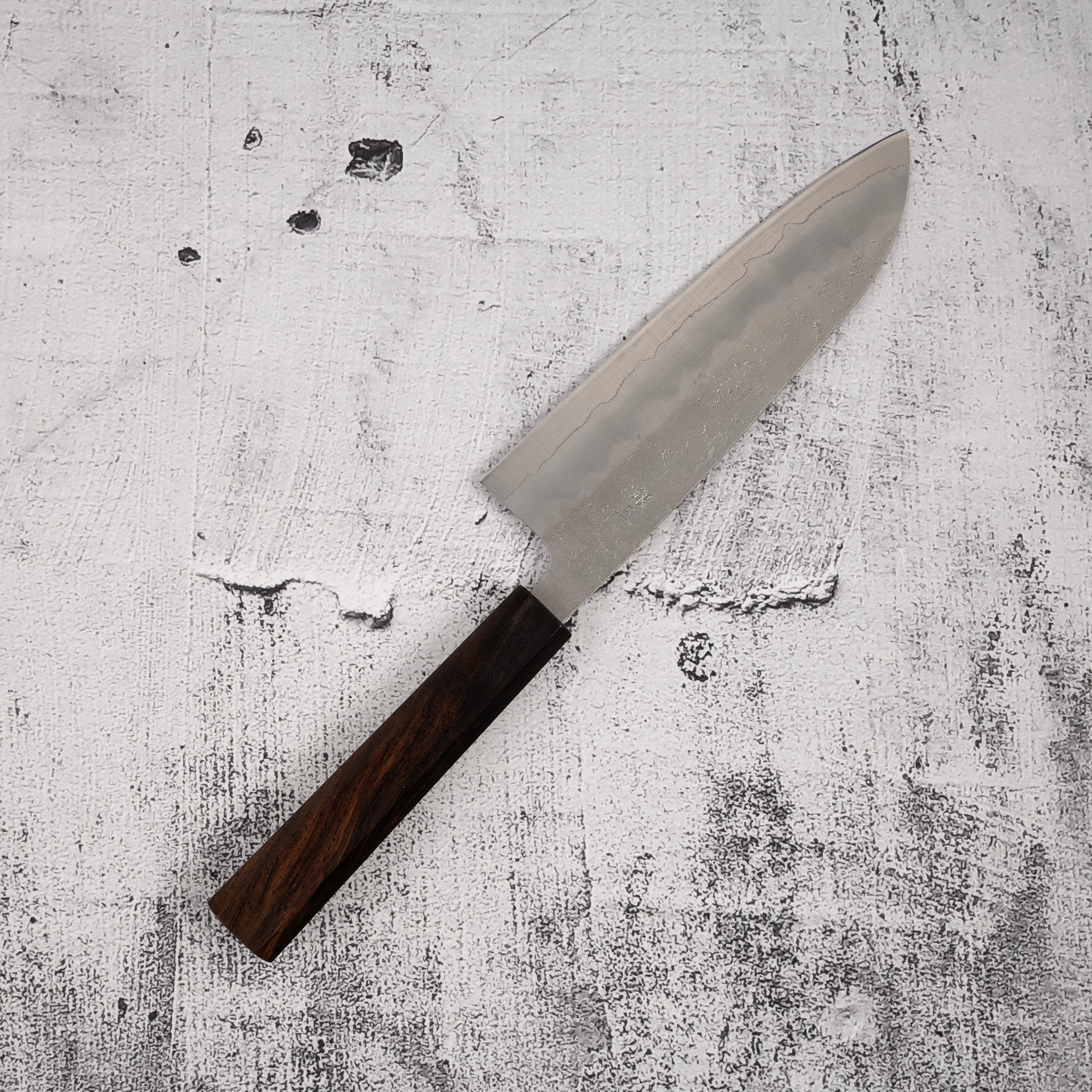 TsunehisaGinsanNashijiSantoku165mmEbonyHandlee.jpg Tsunehisa Ginsan Nashiji Santoku 165mm Ebony Handle, view 5