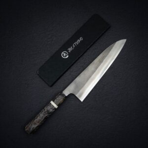 Hatsukokoro x Yoshikane SKD Nashiji Gyuto 210mm Extra Tall, Stablized Burl Handle