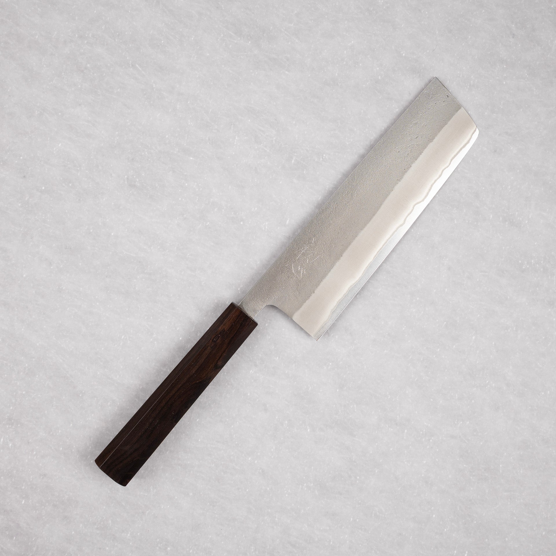Yoshikane White 2 Nashiji Stainless Clad Nakiri 165mm Ebony Handle